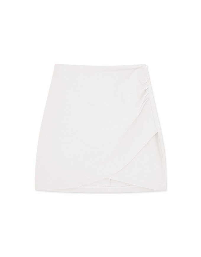 Side Shirred Wrap Hip Skirt