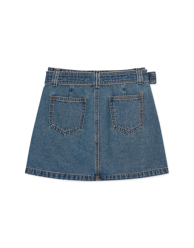 Sleek Denim High Waist Skirt (With Belt)