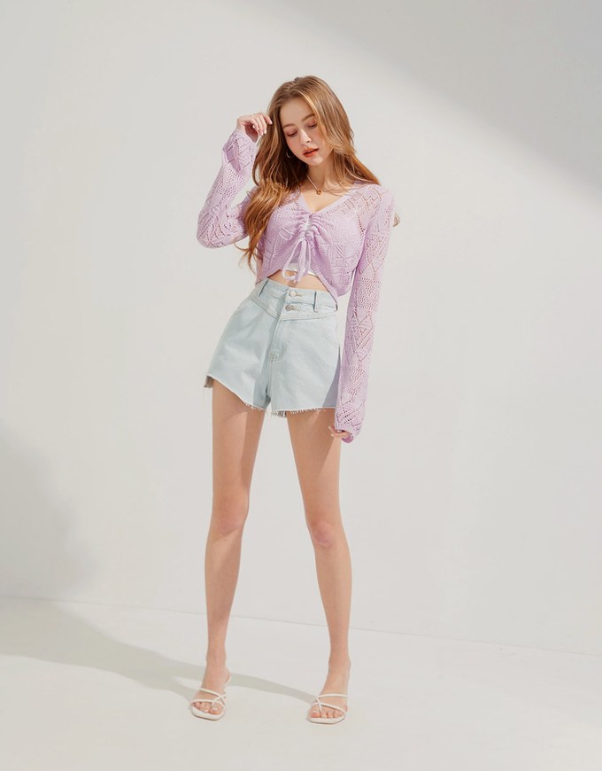 Asymmetric Denim Shorts