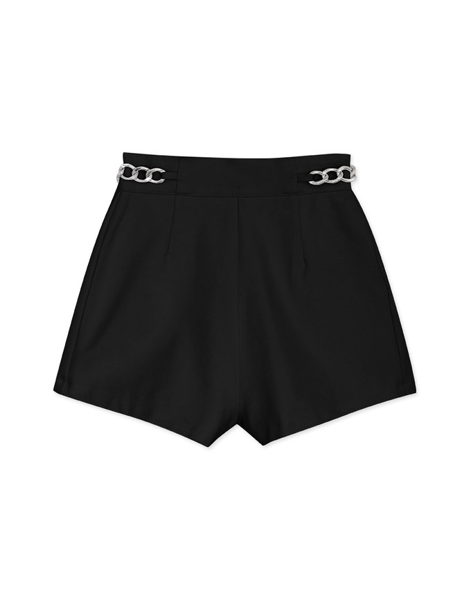 K-Pop Slimming Side Silver Chain Slit Shorts