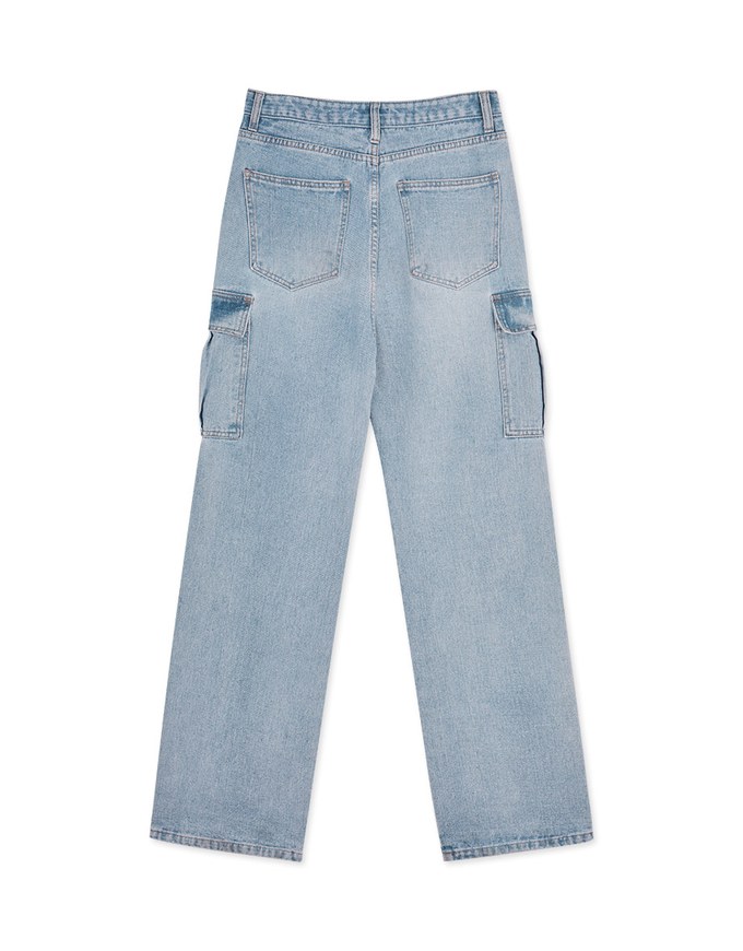 Straight-Leg Cargo Denim Pants