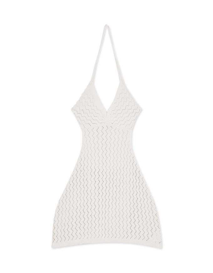 【MIKA Collaboration】 Hollow Slimming Strap Knitted Short Dress