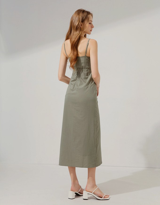 Slit Slim Long Dress (With Padding)