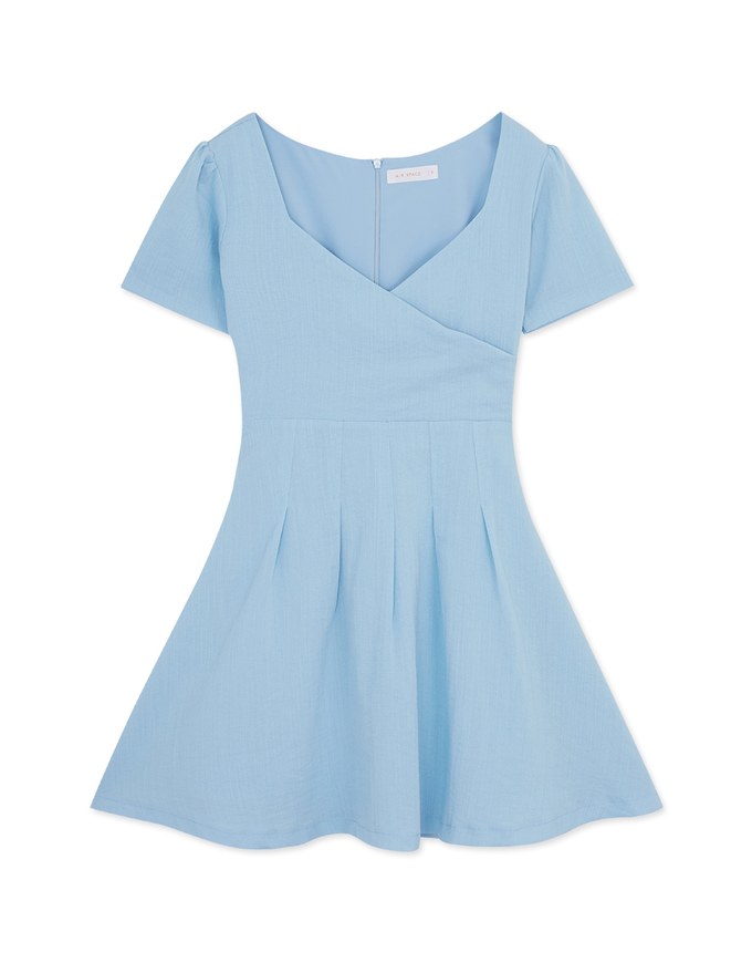 Heart Neck Pleated Mini Dress