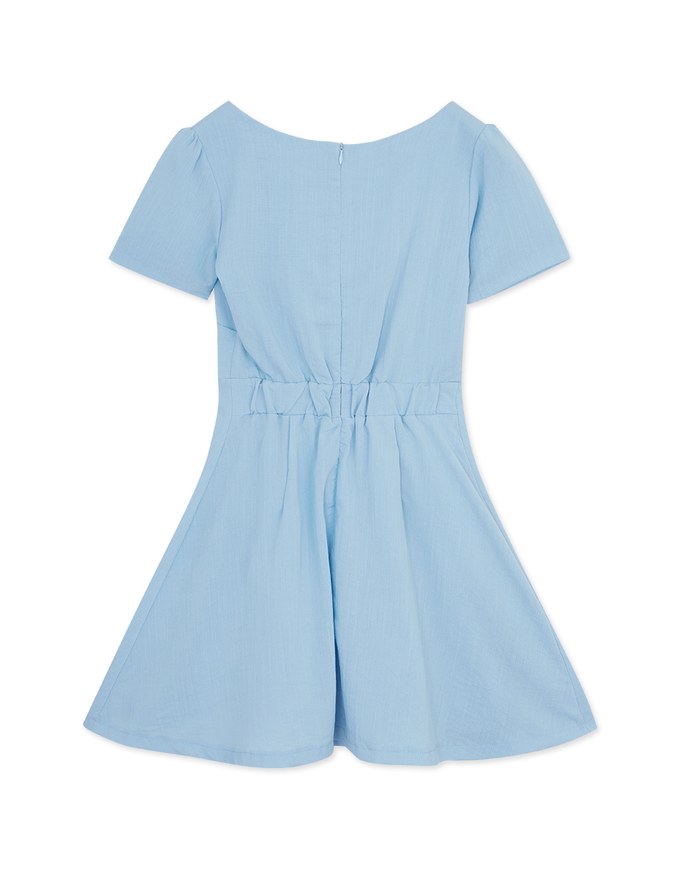 Heart Neck Pleated Mini Dress