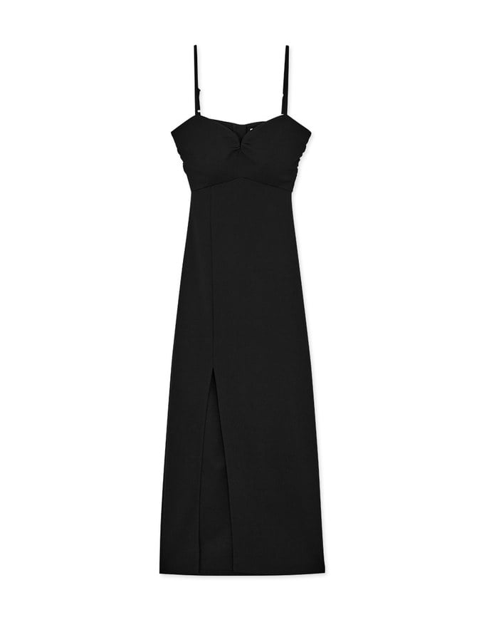 French Style Back Hollow Slit Maxi Dress (With Padding)