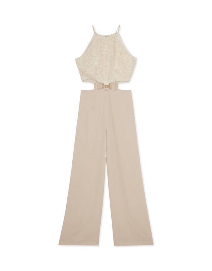 Halter Neck Cutout Ring Jumpsuit