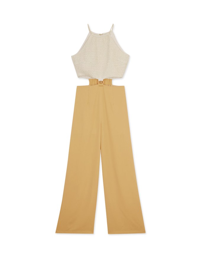 Halter Neck Cutout Ring Jumpsuit