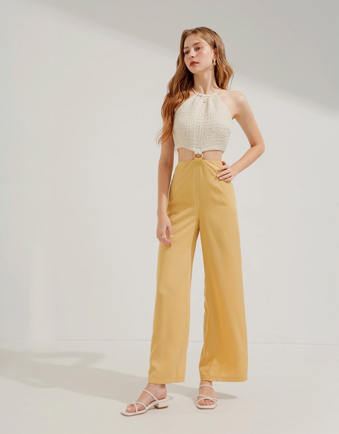 Halter Neck Cutout Ring Jumpsuit