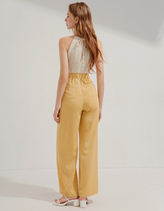 Halter Neck Cutout Ring Jumpsuit