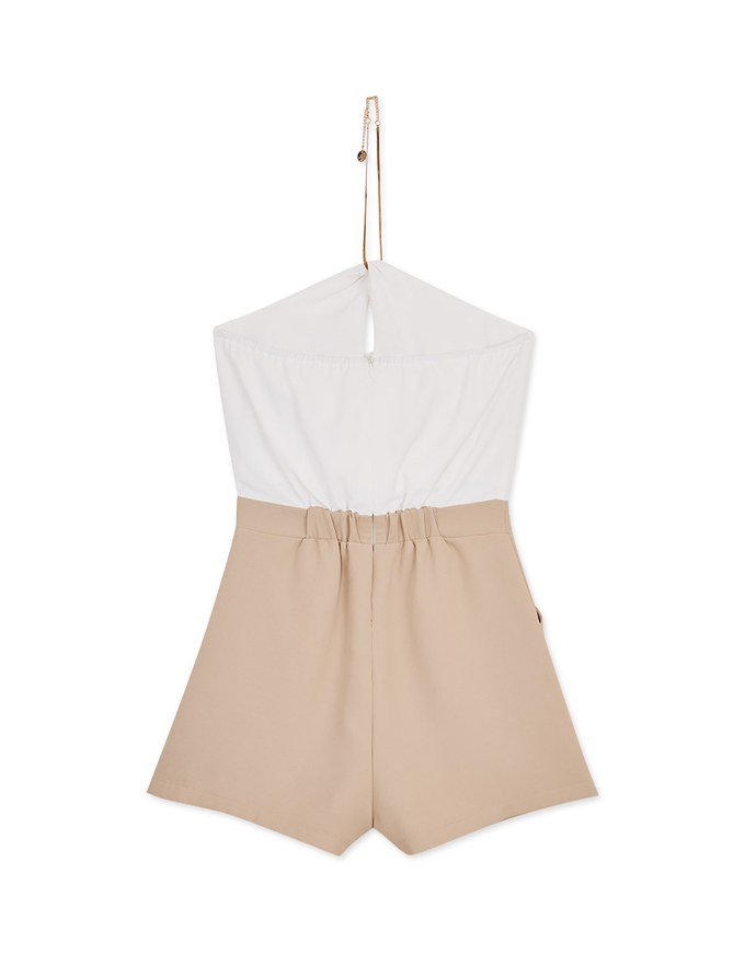 Gold Chain Cut Shoulder Playsuit (With Padding)