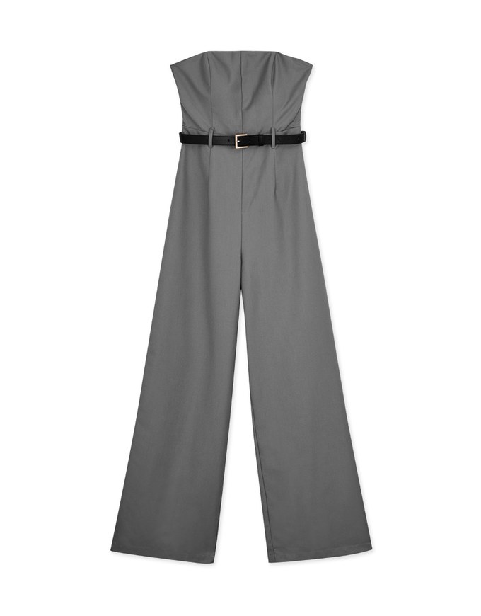 Flat Cut Jumpsuit (With Padding And Belt)