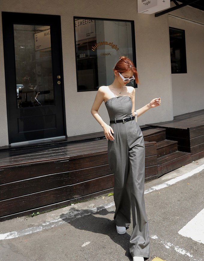 Flat Cut Jumpsuit (With Padding And Belt)