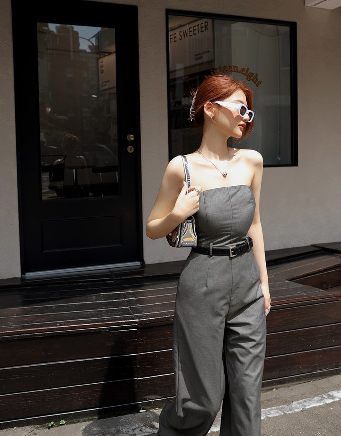 Flat Cut Jumpsuit (With Padding And Belt)