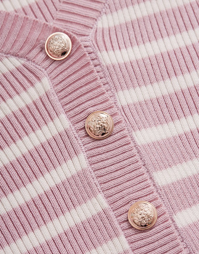 Striped Button-Breasted Knitted Top