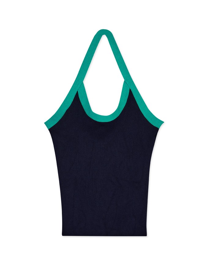 Contrast Collar Knit Tank Top