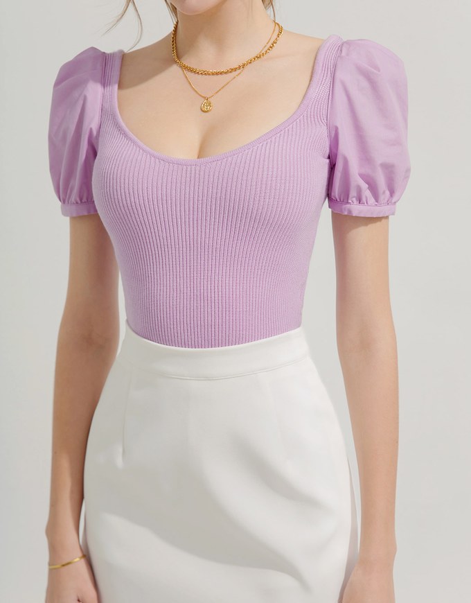 2WAY Detachable Sleeve Knitted Top