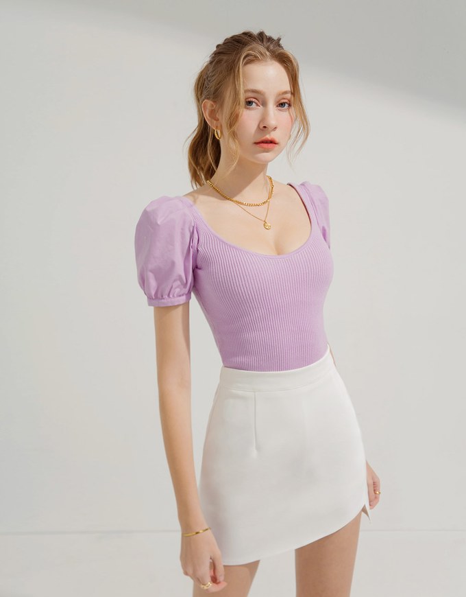 2WAY Detachable Sleeve Knitted Top