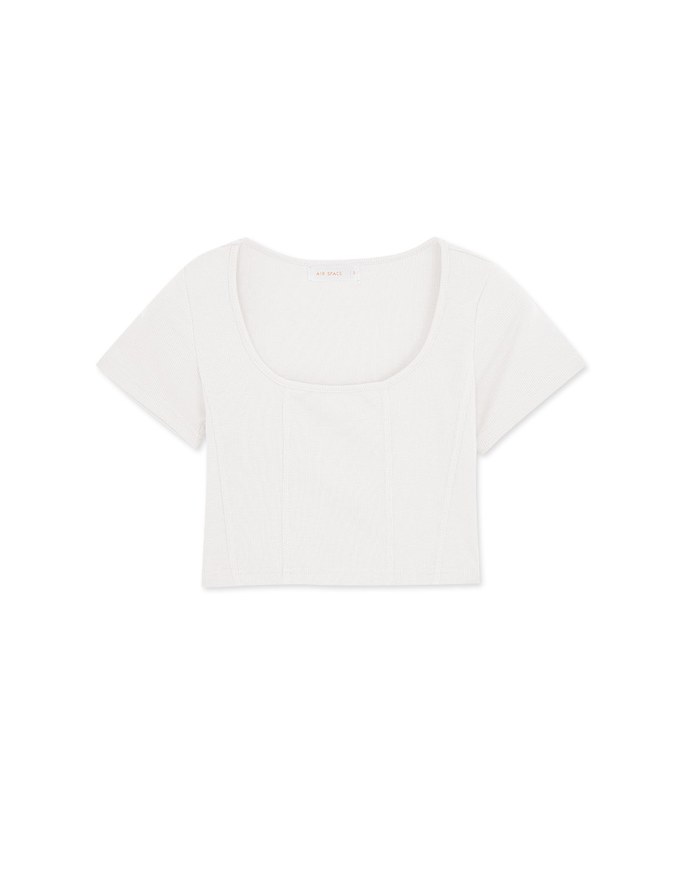 Square Neckline Ribbed Crop Top