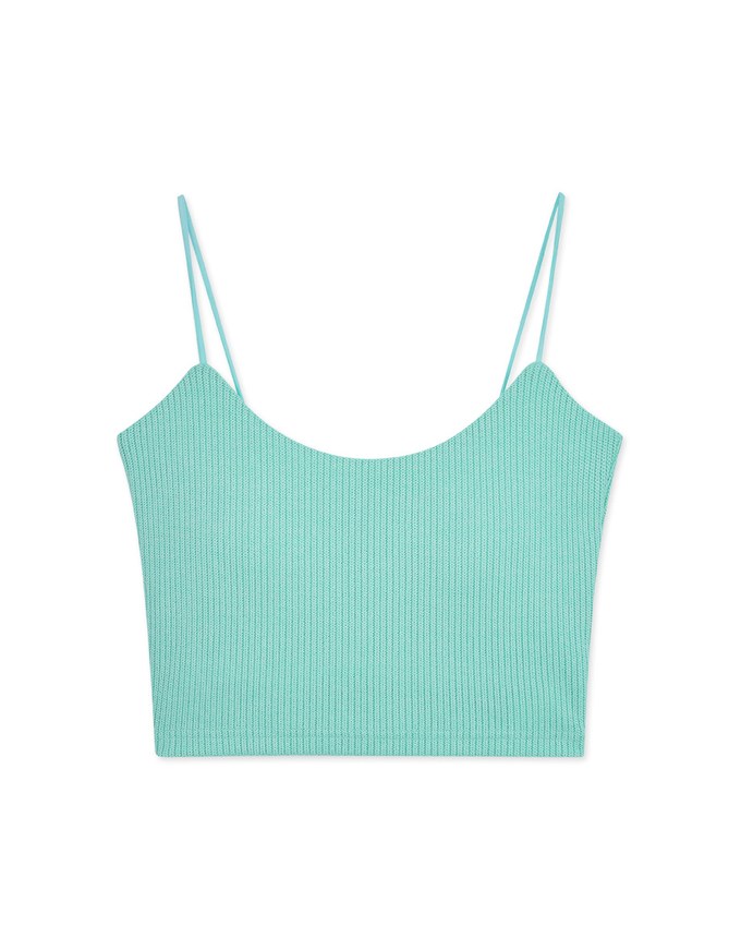 Knitted Thin Shoulder Crop Vest (With Padding)