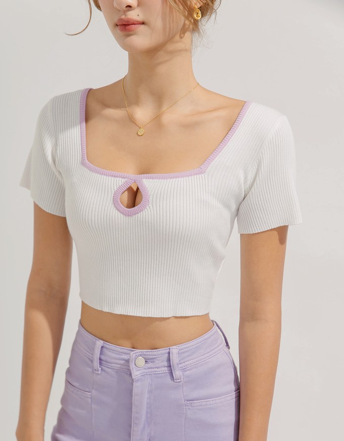 2Way Square Neck Knit Top - AIR SPACE