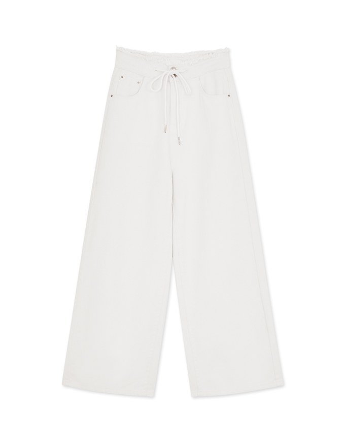 Drawstring Denim Straight Leg Pants