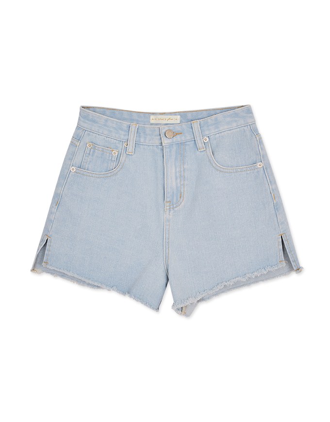 Distressed Hem Denim Shorts