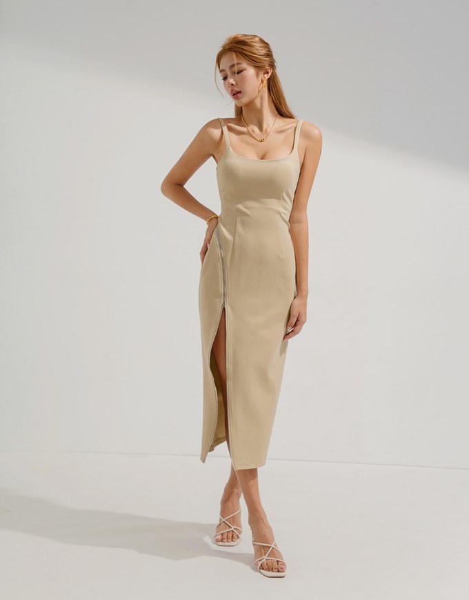 Thin Shoulder Long Dress (With Padding)