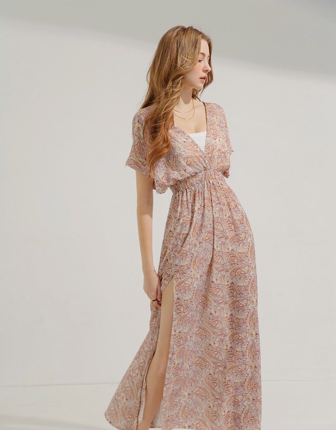 Paisley Slit Long Dress