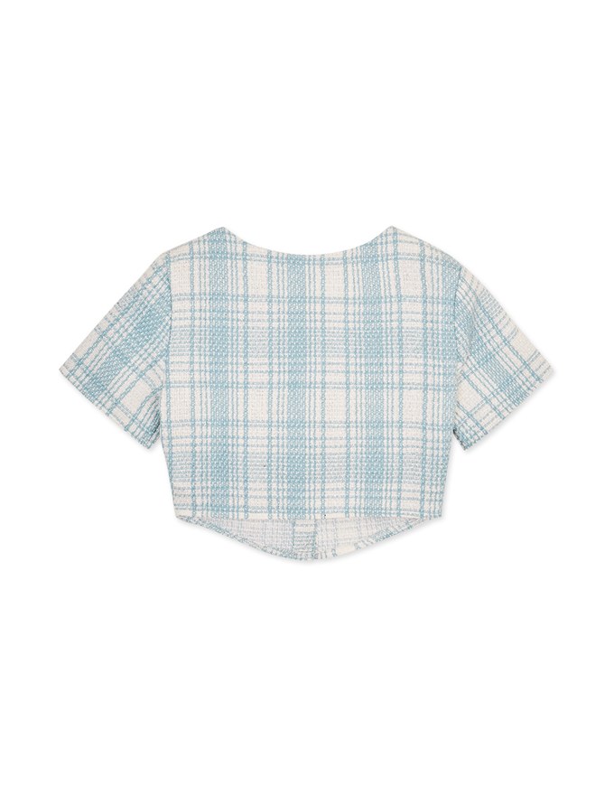 Classic Tweed Checkered Buttoned Top