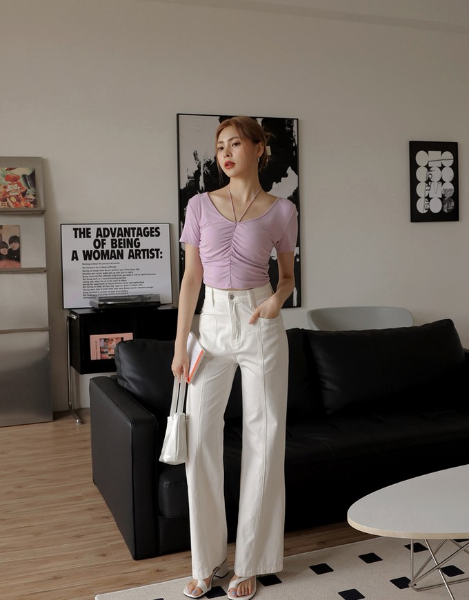 Halter Neck Scrunch Crop Top