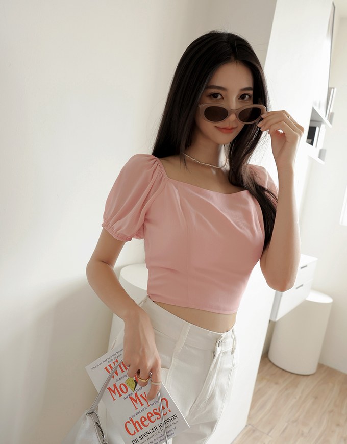 Chiffon Puffed Sleeve Top