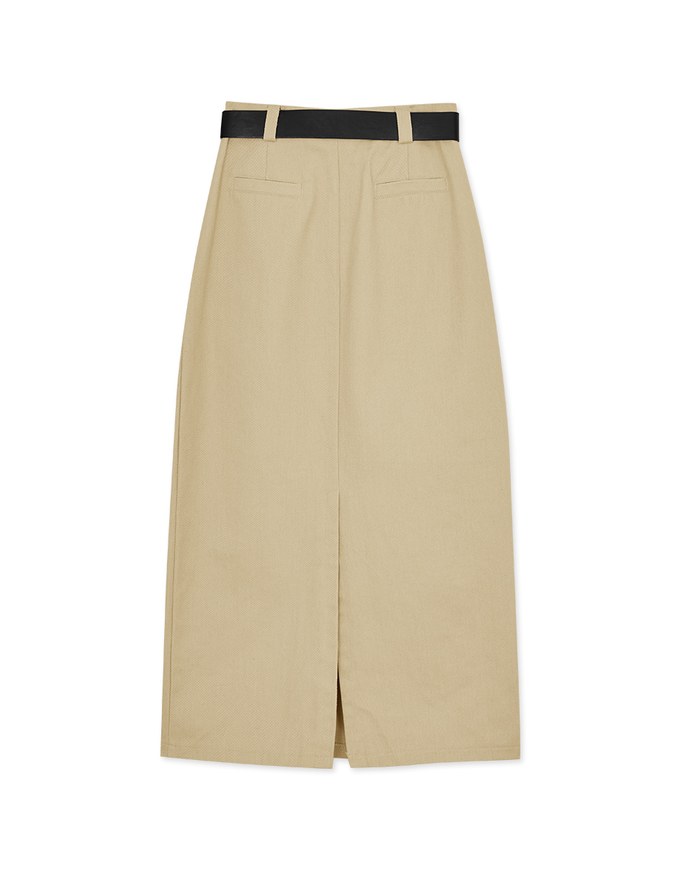 Straight Denim Maxi Skirt (With Belt)