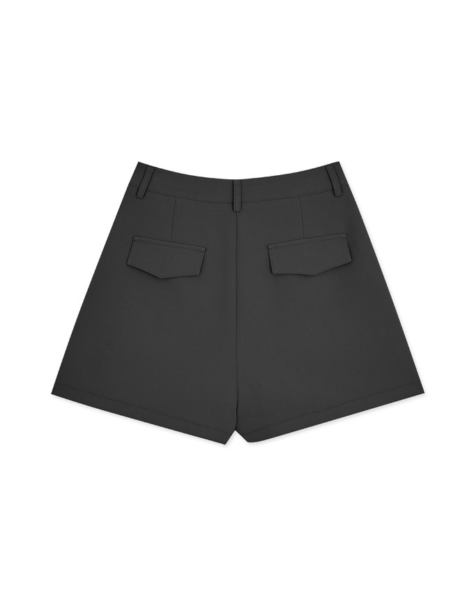 Concealed Placket Pleated Shorts