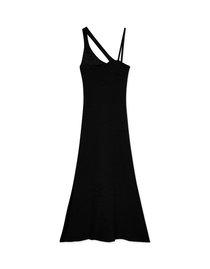 Asymmetric Bodycon Slit Maxi Dress (With Padding)