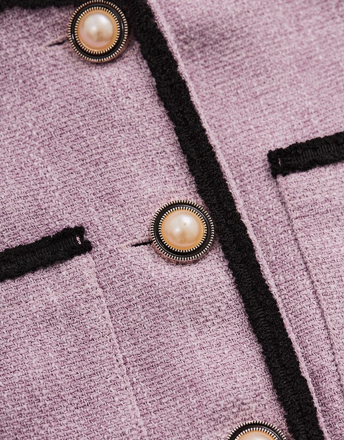 Tweed Beaded Button Crop Jacket