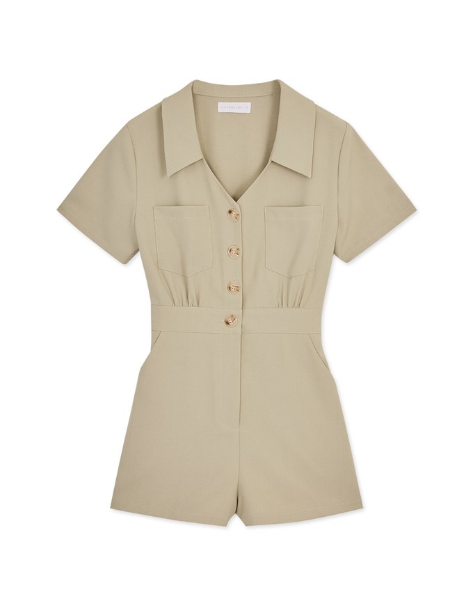 Edgy Smart Lapel Buttoned Playsuit