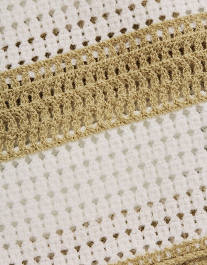 Striped Crochet Knit Blouse