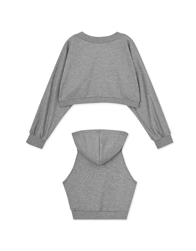 Two-Piece Layered Hooded Top