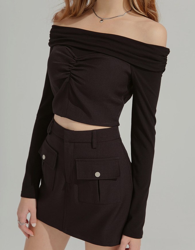 Suit Fabric Double Pocket Skirt