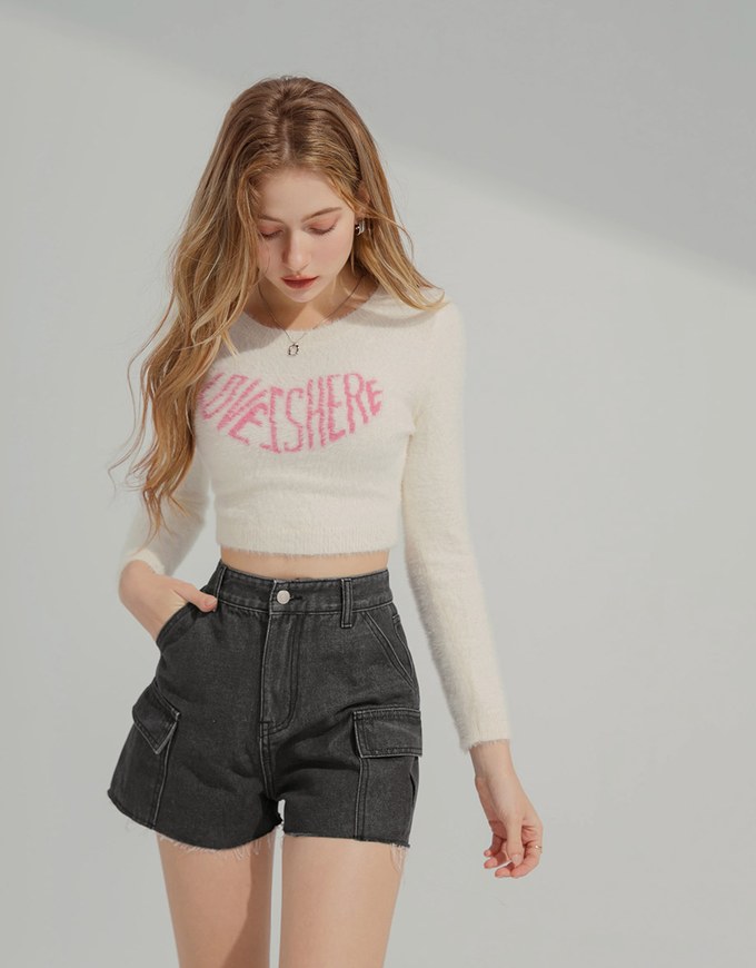 Drawstring Workwear Denim Shorts