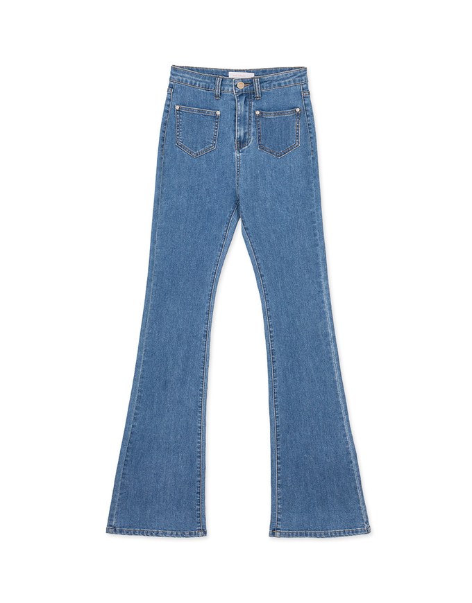 Double Pocket Long Leg Trumpet Denim Pants