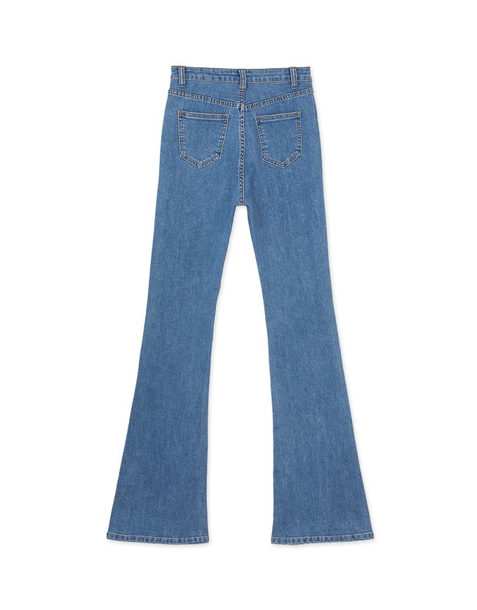 Double Pocket Long Leg Trumpet Denim Pants