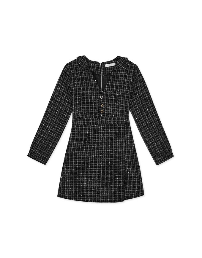 Temperament Lapel Classic Tweed Short Dress