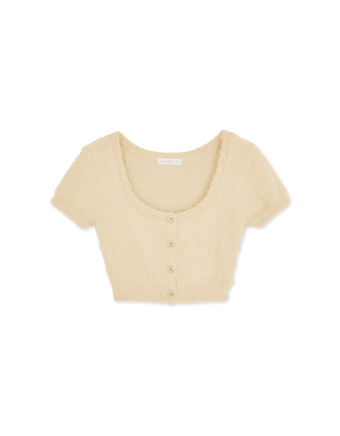 Soft Plush Button Breasted Short Sleeved Top