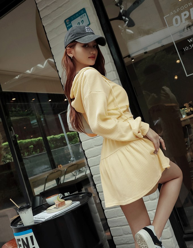 Comfortable Hooded Skirt Suit