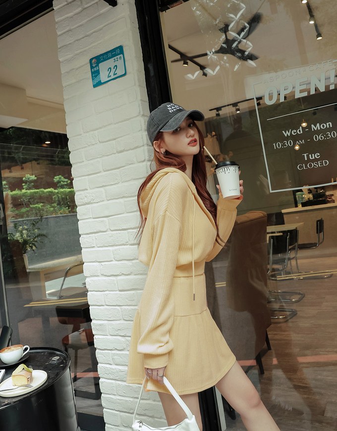 Comfortable Hooded Skirt Suit