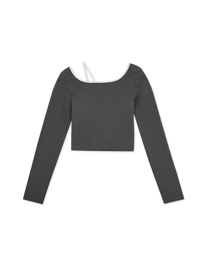 Contrast Color Irregular Crop Top