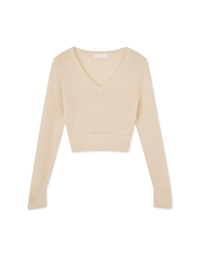 V Neck Knitted Long Sleeve Top