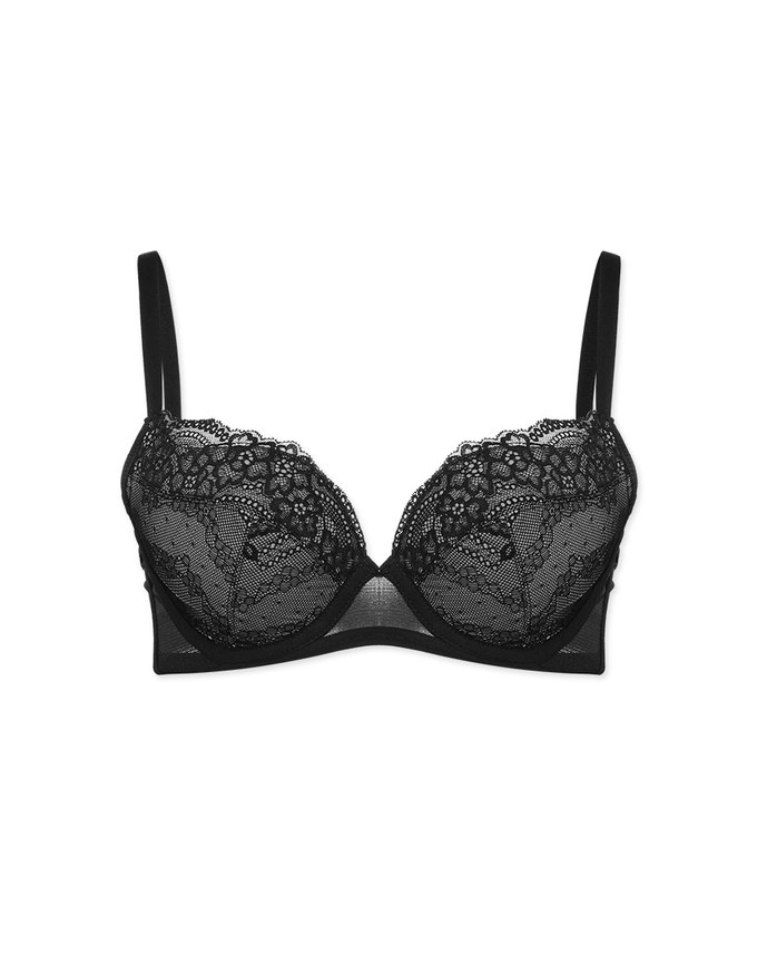 DOUBLE PUSH Deep V Low Ridged Lace Bra (Large Size)